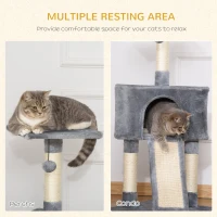 PawHut Corner Cat Tree for Indoor Cats, Kitten Tower with Scratching Post - Grey(m-4)