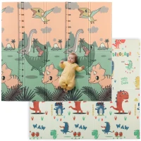 AIYAPLAY Tappeto da gioco per bambini a tema Dinosauri pieghevole, 196x176x1,5 cm, Multicolore(m-1)