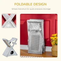 PawHut Two Tier Cat Tree for Indoor Cats Play Rest Plush Folding Relax Center w/ Scratching Post Hammock Pom Poms Grey(m-5)