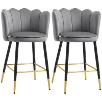 HOMCOM Set 2 Scaune de Bar – inaltime Mare cu Spatar & Suport(m-1)