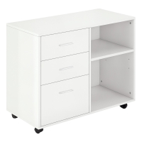 HOMCOM Support Imprimante Blanc 3 Tiroirs + Plateau