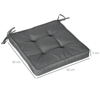 Outsunny Set of 4 Garden Seat Cushion with Ties, 42 x 42cm Replacement Dining Chair Seat Pad, Grey(m-3)