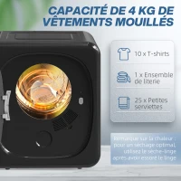 HOMCOM Sèche linge à évacuation électrique 800 W 4 Kg avec 5 modes de séchage, cuve en acier inoxydable, charge frontale(m-4)