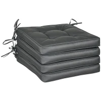 Outsunny Set of 4 Garden Seat Cushion with Ties, 42 x 42cm Replacement Dining Chair Seat Pad, Grey(m-10)