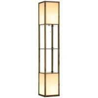 HOMCOM Modern Shelf Floor Lamp with Dual Ambient Light, Standing Lamp Living Room, Bedroom, 156cm, Brown(m-10)