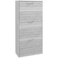 HOMCOM 12-Shoe Flip Drawer Storage Cabinet - Grey Wood-Effect(m-1)