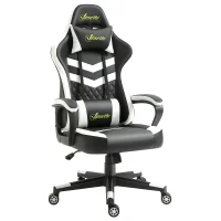 Vinsetto Gaming Chair, Computer Desk Chair with Lumbar Support, Faux Leather Racing Chair with Headrest and Swivel Wheels for Home Office, Black White(m-1)