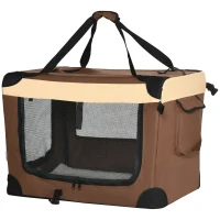 PawHut 70cm Foldable Pet Carrier, with Cushion, for Small Dogs and Cats - Brown(m-11)