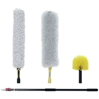 HOMCOM 4 Pieces Extendable Feather Duster with 54" -138" Aluminium Telescopic Pole for Cleaning High Ceiling Fans, Blinds, Cobweb, Duster Cleaning Kit with Bendable Head(m-10)