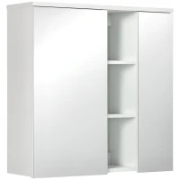 kleankin Armadietto Specchiera Bagno 2 Ante con Ripiani Aperti e Mensole Regolabili, 60x20x61cm, Bianco(m-1)