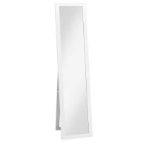 HOMCOM Espelho de Pé 37x155 cm Espelho de Corpo Inteiro Espelho de Parede Retangular com Estrutura de Madeira Branco(m-10)
