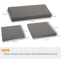 Outsunny Outdoor Cushion Pad Set for Rattan Furniture, 7 Piece Garden Furniture Cushions ONLY, Grey(m-3)