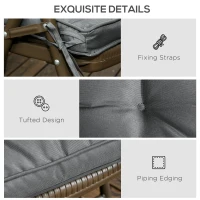 Outsunny Set of 4 Garden Seat Cushion with Ties, 42 x 42cm Replacement Dining Chair Seat Pad, Grey(m-6)