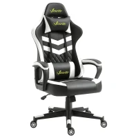 Vinsetto Gaming Chair, Computer Desk Chair with Lumbar Support, Faux Leather Racing Chair with Headrest and Swivel Wheels for Home Office, Black White(m-10)