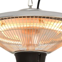 Outsunny 1500W Hanging Patio Heater, Outdoor Ceiling Mounted Halogen Electric Heating Light with Pull Switch Control, Aluminium(m-9)