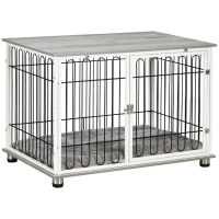 PawHut Indoor Dog Crate Furniture, Side End Table, with Soft Washable Cushion, Lockable Doors, for Small and Medium Dogs(m-1)
