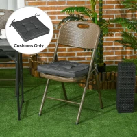 Outsunny Set of 4 Garden Seat Cushion with Ties, 42 x 42cm Replacement Dining Chair Seat Pad, Grey(m-2)