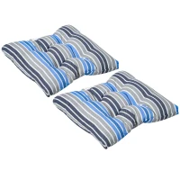 Outsunny 2er-Set Sitzkissen Stuhlkissen Sitzauflage Gartenstuhlkissen leicht zu reinigen Blau gestreift 50L x 45B x 8T cm(m-9)