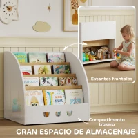 AIYAPLAY Estantería Infantil para Juguetes 4 Niveles para la Habitación Infantil Sala de Juegos 60x53x60 cm Blanco y Natural(m-5)