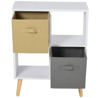 HOMCOM Freestanding 4 Cube Unit Cabinet Unit w/ 3 Fabric Drawers Handles Home Office Storage Shelves(m-8)