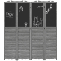 HOMCOM Faltbarer 4-teiliger Holz-Raumteiler mit Tafeln für Schlafzimmer 162x172 cm Grau