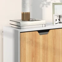 HOMCOM Scarpiera Stretta con 4 Cassetti Pieghevoli e Ripiani Regolabili per 16 Paia 95x26x95 cm Naturale e Bianco(m-5)