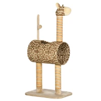 PawHut Giraffe-Designed Cat Tree, with Scratching Posts, Cat Tunnel, Toy Ball - Beige(m-1)