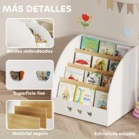 AIYAPLAY Estantería Infantil para Juguetes 4 Niveles para la Habitación Infantil Sala de Juegos 60x53x60 cm Blanco y Natural(m-7)