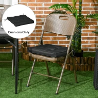 Outsunny Set of 4 Garden Seat Cushion with Ties, 42 x 42cm Replacement Dining Chair Seat Pad, Black(m-2)