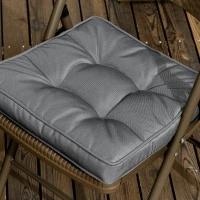 Outsunny Set of 4 Garden Seat Cushion with Ties, 42 x 42cm Replacement Dining Chair Seat Pad, Grey(m-7)