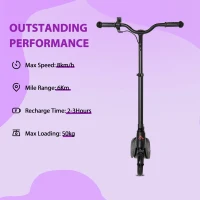 HOMCOM Electric Scooter, 120W Motor E-Scooter, Adjustable Height, Rear Brake for Ages 6+ Years - Black(m-7)