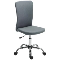 HOMCOM Armless Computer Desk Chair, Fabric Swivel Office Chair, Makeup Vanity Chair with Height Adjustable, Wheels, for Home Study Bedroom, Grey(m-10)