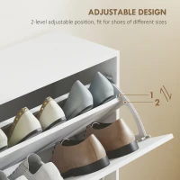HOMCOM Wooden Modern Design 4 Drawer Shoes Cabinet Pull Down Shelf Storage Organiser - White(m-5)