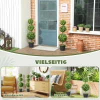 HOMCOM Sztuczne rośliny w donicach, liście plastikowe, beflockowana ziemia, Zielony(m-5)