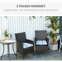 Outsunny 2er-Set Sitzkissen Stuhlkissen Sitzauflage Gartenstuhlkissen leicht zu reinigen Blau gestreift 50L x 45B x 8T cm(m-4)