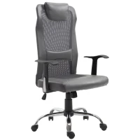 Vinsetto Office Chair, Computer Desk Chair, Mesh and PU Leather Swivel Chair with Adjustable Height and Rolling Wheels for Home Office Work Study, Grey(m-1)