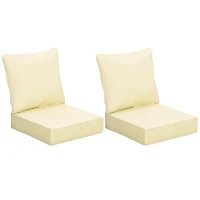 Outsunny 4 Pieces Outdoor Seat and Back Cushion Set Patio Deep Seating Chair Replacement Cushion, Beige(m-1)