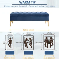 HOMCOM End of Bed Bench, Upholstered Bench Seat, Entryway Shoe Bench with Button Tufted for Bedroom, Blue(m-6)