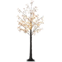 HOMCOM 5ft Artificial Gypsophila Blossom Tree Light with 96 Warm White LED Light, Baby Breath Flowers for Home Party Wedding, Indoor and Outdoor Use(m-10)