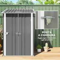 Outsunny Casetta da Giardino Porta Attrezzi in Acciaio Galvanizzato e Porta, 100x103x160cm, Grigio(m-5)