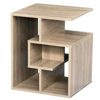 HOMCOM Side Table, 3 Tier End Table with Open Storage Shelves, Living Room Coffee Table Organiser Unit, Oak Colour(m-11)