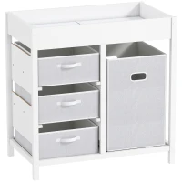 AIYAPLAY Baby Changing Unit with 4 Storage Drawers, Mat for Bedroom Nursery, 84 x 84.5 cm, White(m-1)