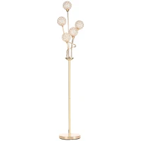 HOMCOM Crystal Floor Lamps for Living Room Bedroom with 5 Light, Modern Upright Standing Lamp, 34x25x156cm, Gold Tone(m-1)