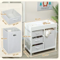 AIYAPLAY Baby Changing Unit with 4 Storage Drawers, Mat for Bedroom Nursery, 84 x 84.5 cm, White(m-3)