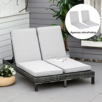 Outsunny Conjunto de 2 Almofadas para Espreguiçadeira de Exterior 183x55x7cm Amovíveis Laváveis e Acolchoadas Almofadas de Algodão para Cadeiras de jardim Terraço Varanda Cinza Claro(m-2)