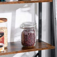 HOMCOM 4-Tier Ladder Shelf, Freestanding Bookshelf, Storage Rack with Steel Frame for Living Room, Black and Brown(m-8)