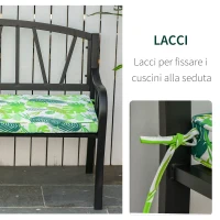 Outsunny Set di 2 Cuscini per Dondolo e Panchine in Poliestere per Arredamento da Esterno e Casa, 120x50x5cm Verde(m-4)