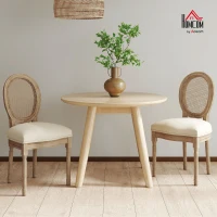 HOMCOM Conjunto de 2 Sillas de Comedor - Silla de Salón medallón de Estilo Luis XVI - Madera Maciza esculpida patinada(m-8)