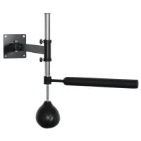 HOMCOM Sac de Viteză de Perete pentru Box și MMA cu Înălțime Reglabilă cu Bară, Pera de Box din Oțel și PU, 79x72x20 cm, Negru(m-11)