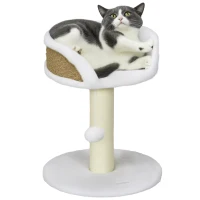 PawHut Cat Tree Tower with Scratching Posts, White(m-10)